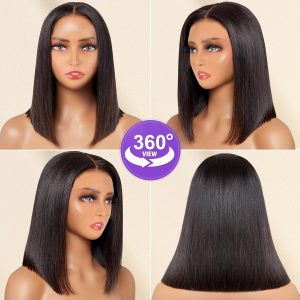 christy v 13x4 straight lace front wig natural black remy hair bob