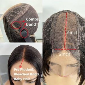 christy v natural black remy hair 2x6 lace closure deep wave bob human hair wig