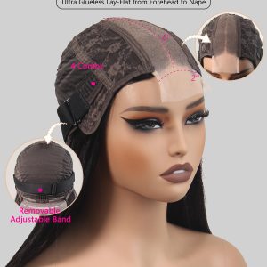 christy v natural black remy hair 2x6 lace closure straight bob human hair wig