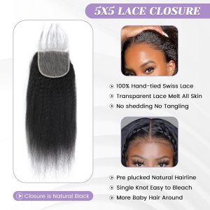 christy v remy hair 5x5 yaki straight closure