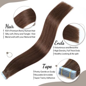 christy v asian raw hair #4 straight tape in hair extensions