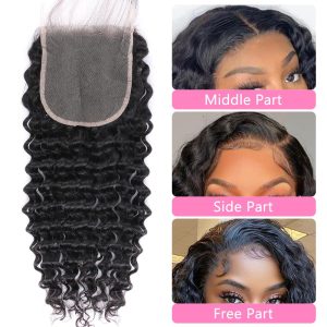 christy v remy hair 5x5 deep wave closure