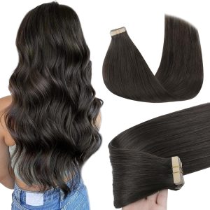 christy v asian raw hair #1c straight tape in hair extensions