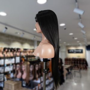 christy v natural black remy hair 6x7 lace closure straight human hair wig