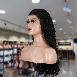 christy v natural black remy hair 6x7 lace closure deep wave human hair wig