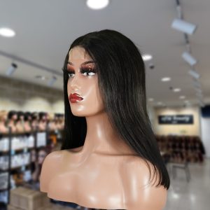 christy v natural black remy hair 2x6 lace closure straight bob human hair wig