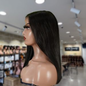 christy v natural black asian raw hair 2x6 hd lace closure straight bob human hair wig