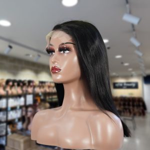 christy v natural black remy hair 5x5 lace closure straight bob human hair wig