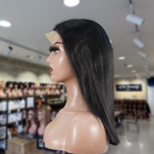 christy v natural black remy hair 5x5 lace closure straight bob human hair wig