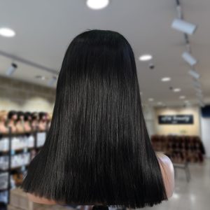 christy v natural black remy hair 5x5 lace closure straight bob human hair wig