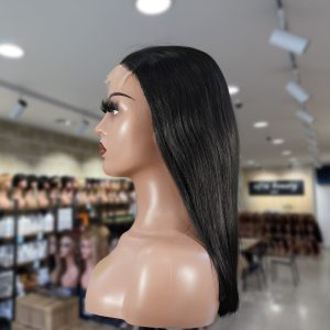 christy v natural black asian raw hair 5x5 hd lace closure straight bob human hair wig