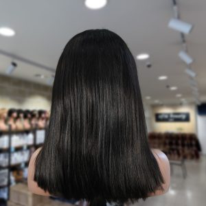 christy v natural black asian raw hair 5x5 hd lace closure straight bob human hair wig