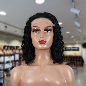 christy v natural black remy hair 5x5 lace closure deep wave 12 inch bob human hair wig