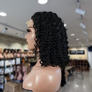 christy v natural black remy hair 5x5 lace closure deep wave 12 inch bob human hair wig