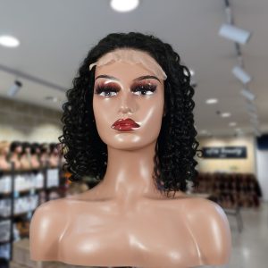 christy v natural black remy hair 5x5 lace closure jerry curly 12 inch bob human hair wig