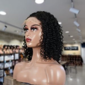 christy v natural black remy hair 5x5 lace closure jerry curly 12 inch bob human hair wig
