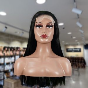 christy v natural black remy hair 5x5 lace closure straight human hair wig