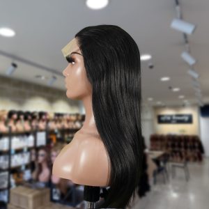 christy v natural black remy hair 5x5 lace closure straight human hair wig