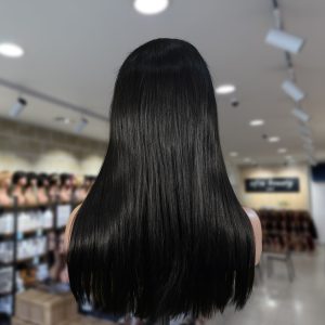 christy v natural black remy hair 5x5 lace closure straight human hair wig