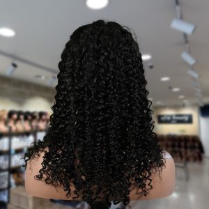 christy v natural black remy hair 5x5 lace closure jerry curly human hair wig
