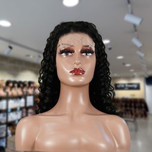 christy v natural black remy hair 5x5 lace closure deep wave human hair wig