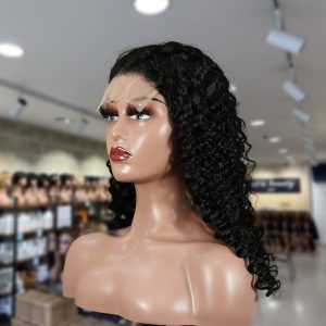 christy v natural black remy hair 5x5 lace closure deep wave human hair wig