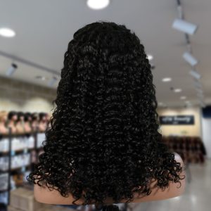 christy v natural black remy hair 5x5 lace closure deep wave human hair wig