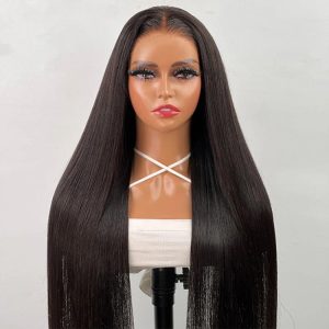christy v glueless remy hair 5x5 lace closure straight human hair wig
