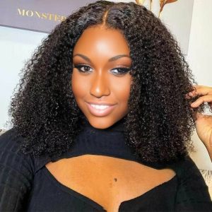 christy v natural black remy hair 5x5 lace closure jerry curly 12 inch bob human hair wig