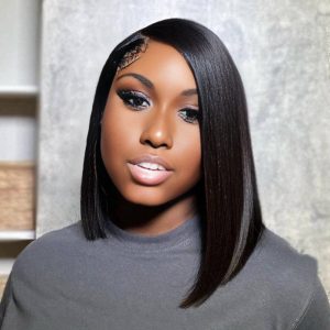 christy v natural black asian raw hair 5x5 hd lace closure straight bob human hair wig