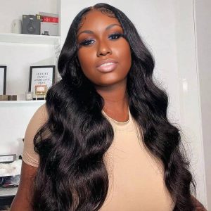christy v natural black asian raw hair 13x6 hd lace front wig body wave human hair wig