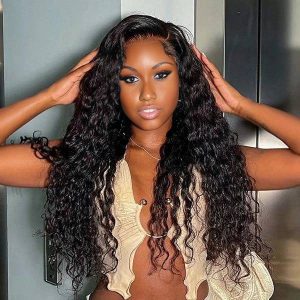 christy v natural black remy hair 6x7 lace closure deep wave human hair wig