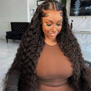 christy v natural black asian raw hair 13x6 hd lace front wig deep wave human hair wig