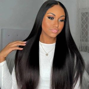 christy v natural black asian raw hair 13x6 hd lace front wig straight human hair wig