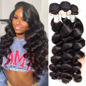 christy v remy hair black loose wave bundles brazilian weaving