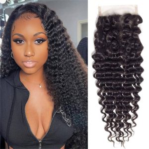 christy v remy hair 4x4 deep wave closure
